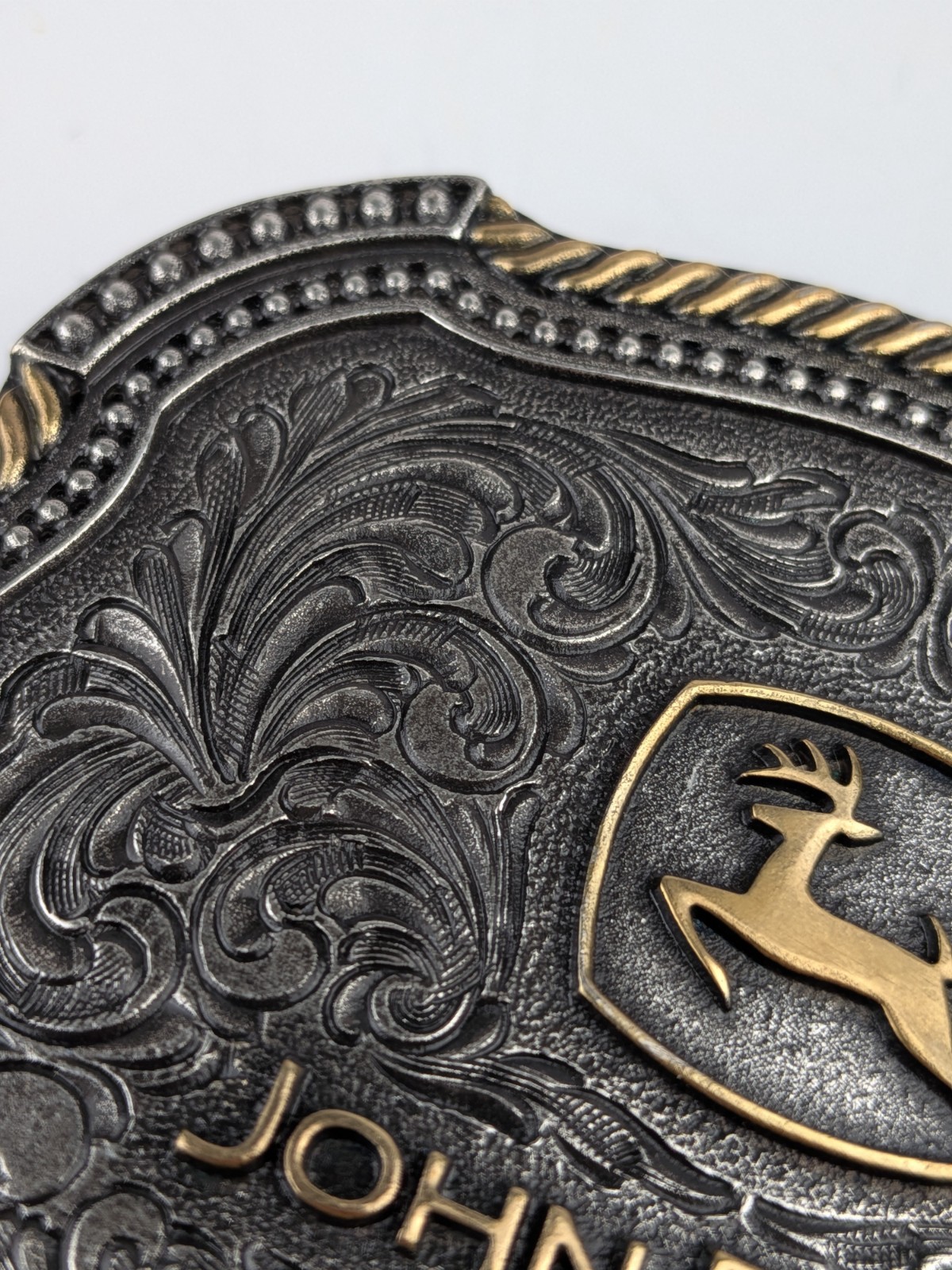 John Deere Montana Silversmiths Scalloped Duo Attitude Buckle