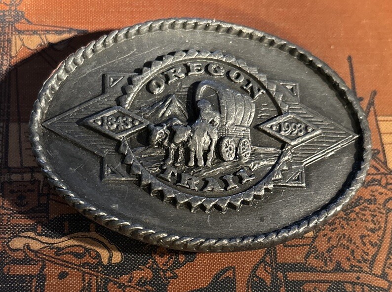 SISKIYOU – OREGON TRAIL 1843-1992 PEWTER BELT BUCKLE – Limited Edition F2