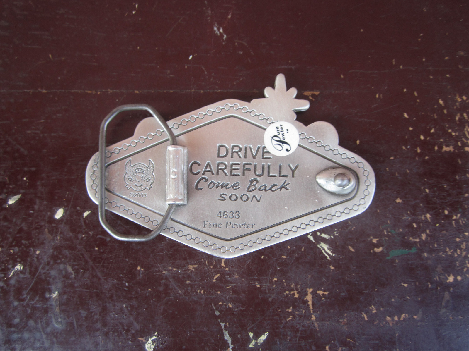 2003 Las Vegas Belt Buckle Pewter Welcome to Fabulous Nevada Drive Carefully