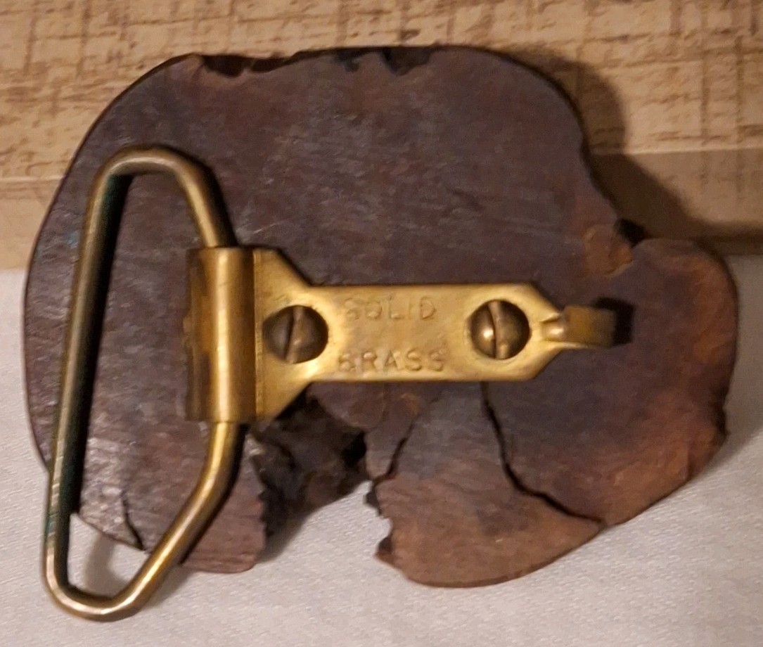 Wood Burl Belt Buckle Solid Brass Hardware Frame Style 1.5&Prime; Fit Brown
