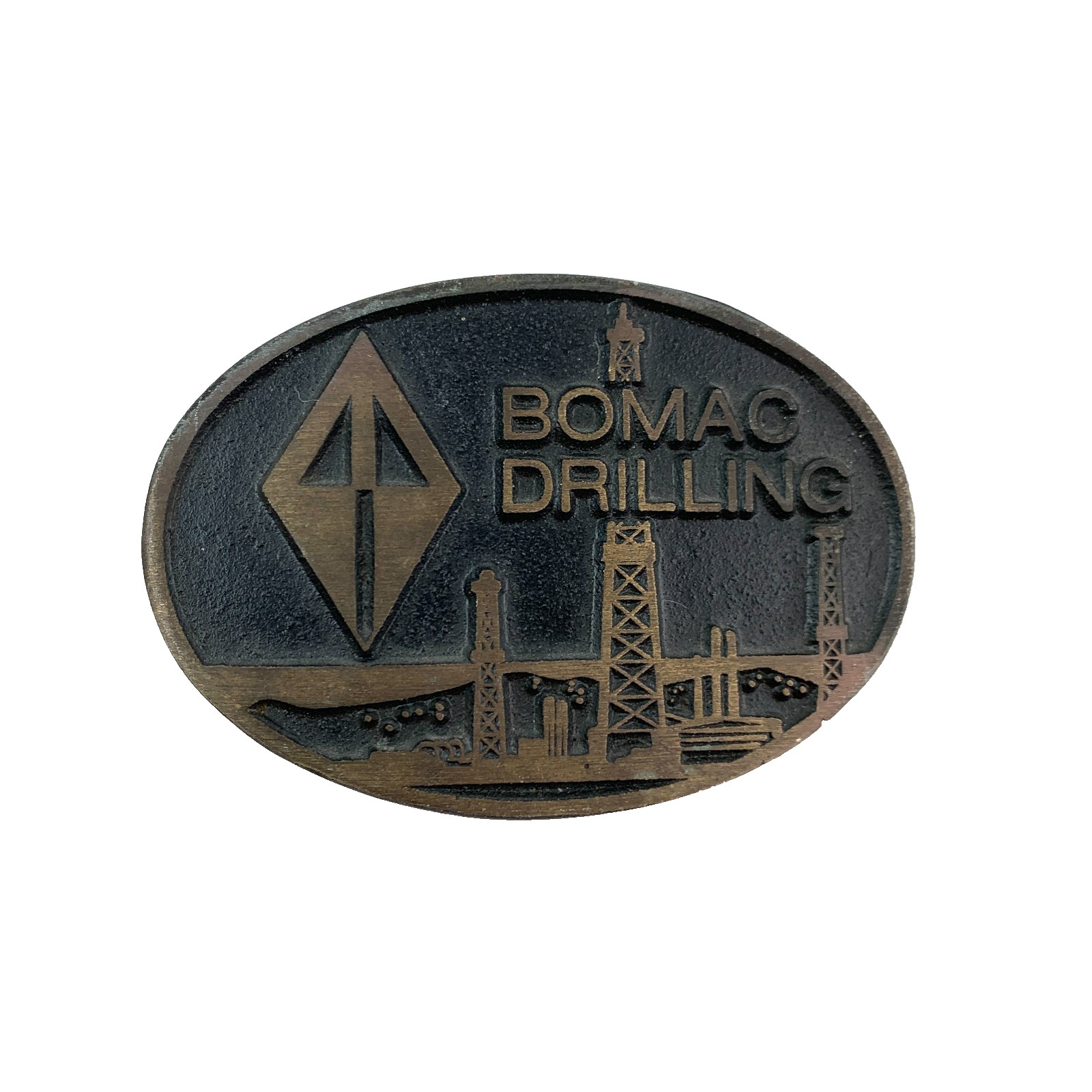 Vintage Bomac Drilling Provo Utah DynaBuckle Bronze Metal Belt Buckle