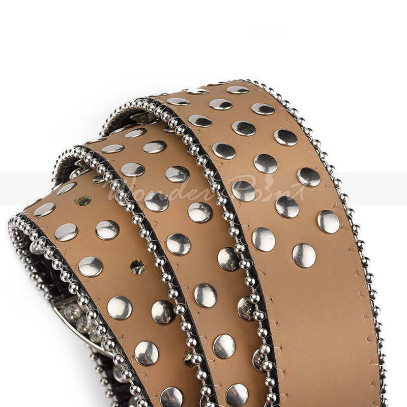 Men Western Rhinestone Studded Belt Punk Cowgirl Cowboy Crystal Belt for Women