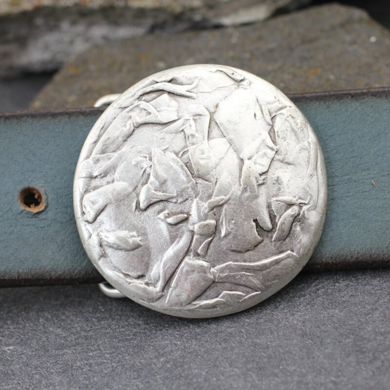 Round Belt Buckle With Irregular Vintage Patterns, Stylish Accessory