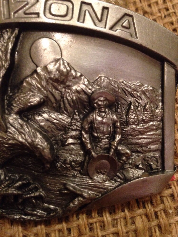 SISKIYOU ARIZONA GOLD PANNING PEWTER BELT BUCKLE AG-7 1984 WILLIAMS OREGON