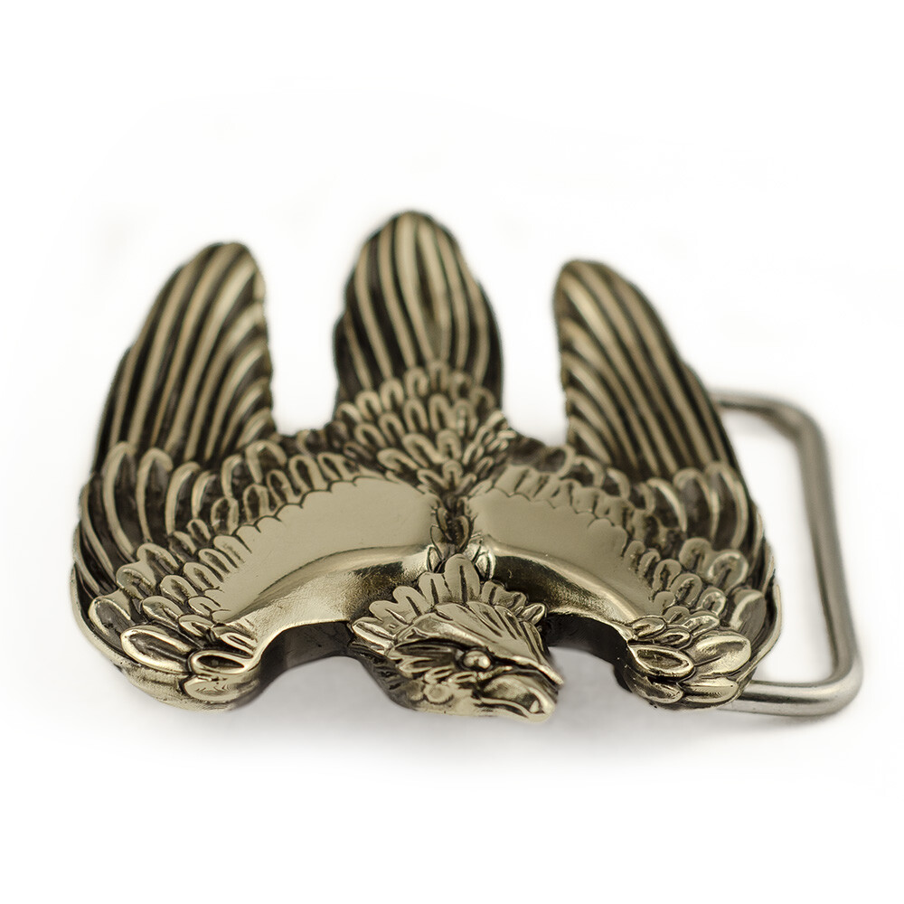 German silver belt buckle Fighting Falcon, Hunting falcon sculptural belt buckle