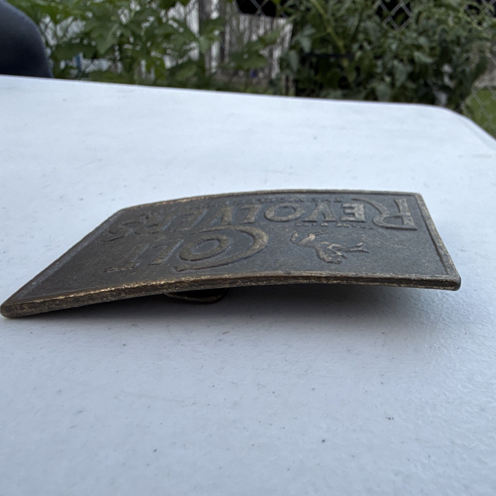 Colt Revolvers Logo Bronze Metal Western Belt Buckle Rectangular Antique 1.5&Prime;
