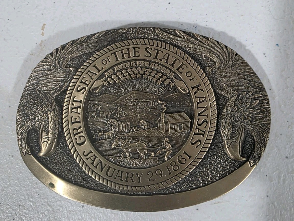 GREAT STATE SEAL OF THE STATE OF KANSAS First EDITION Belt Buckle
