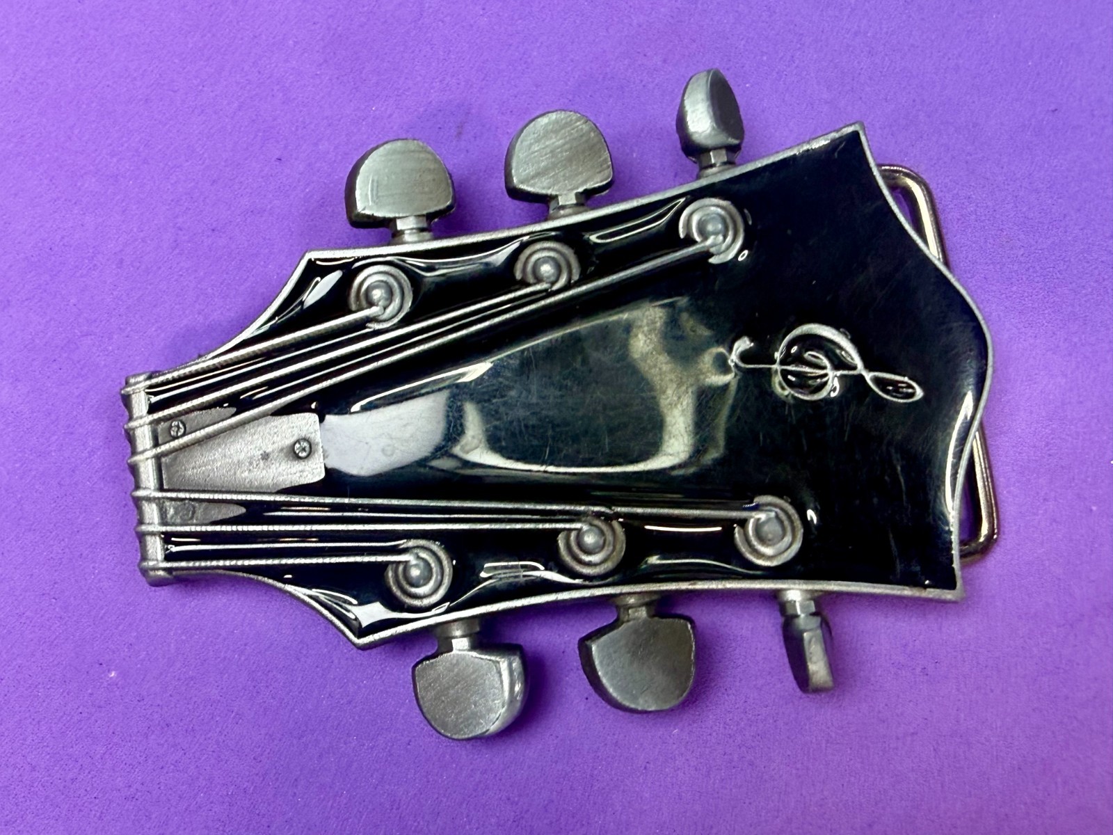 Guitar Head Stack Tuning Keys Black Enamel Cutout Belt Buckle by Jean&rsquo;s Friend