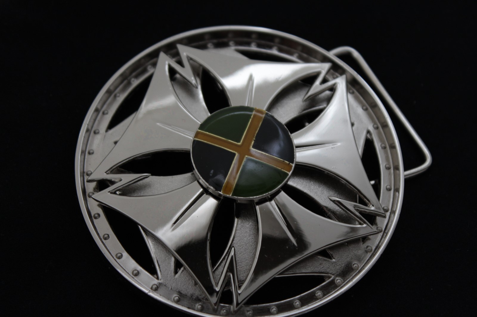 NEW Men Silver Metal Belt Buckle Round Spinning Jamaica Flag Yellow Green Black