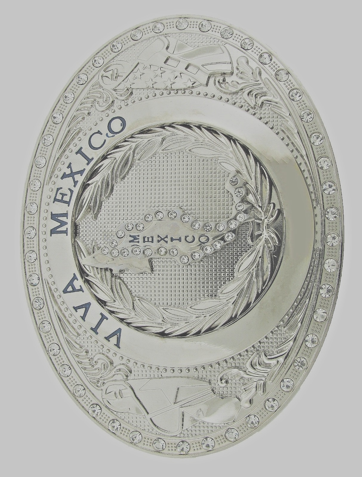 Viva Mexico Belt Buckle Silver Metal Jumbo Men Mexican Flag Western Cowboy Rodeo
