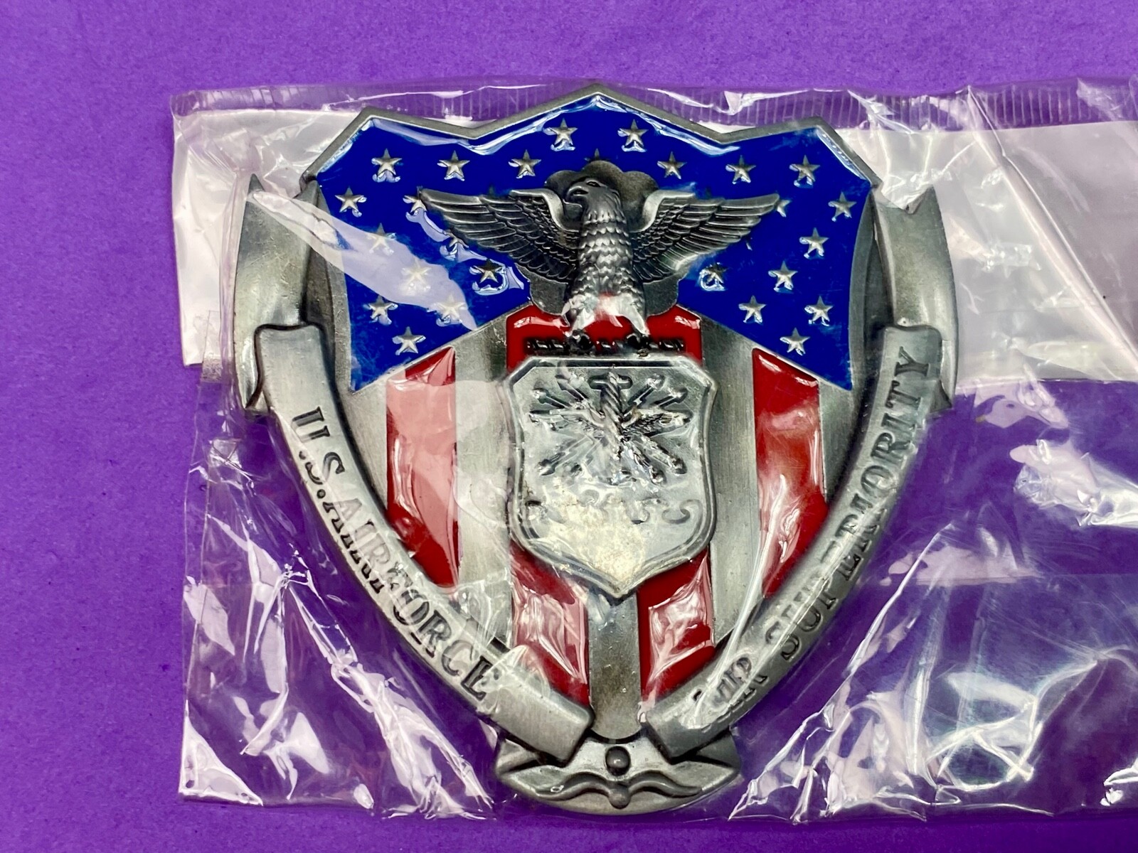 Us Air Force Corps Logo Sealed Belt Buckle Air Superiority Usa Flag Colors