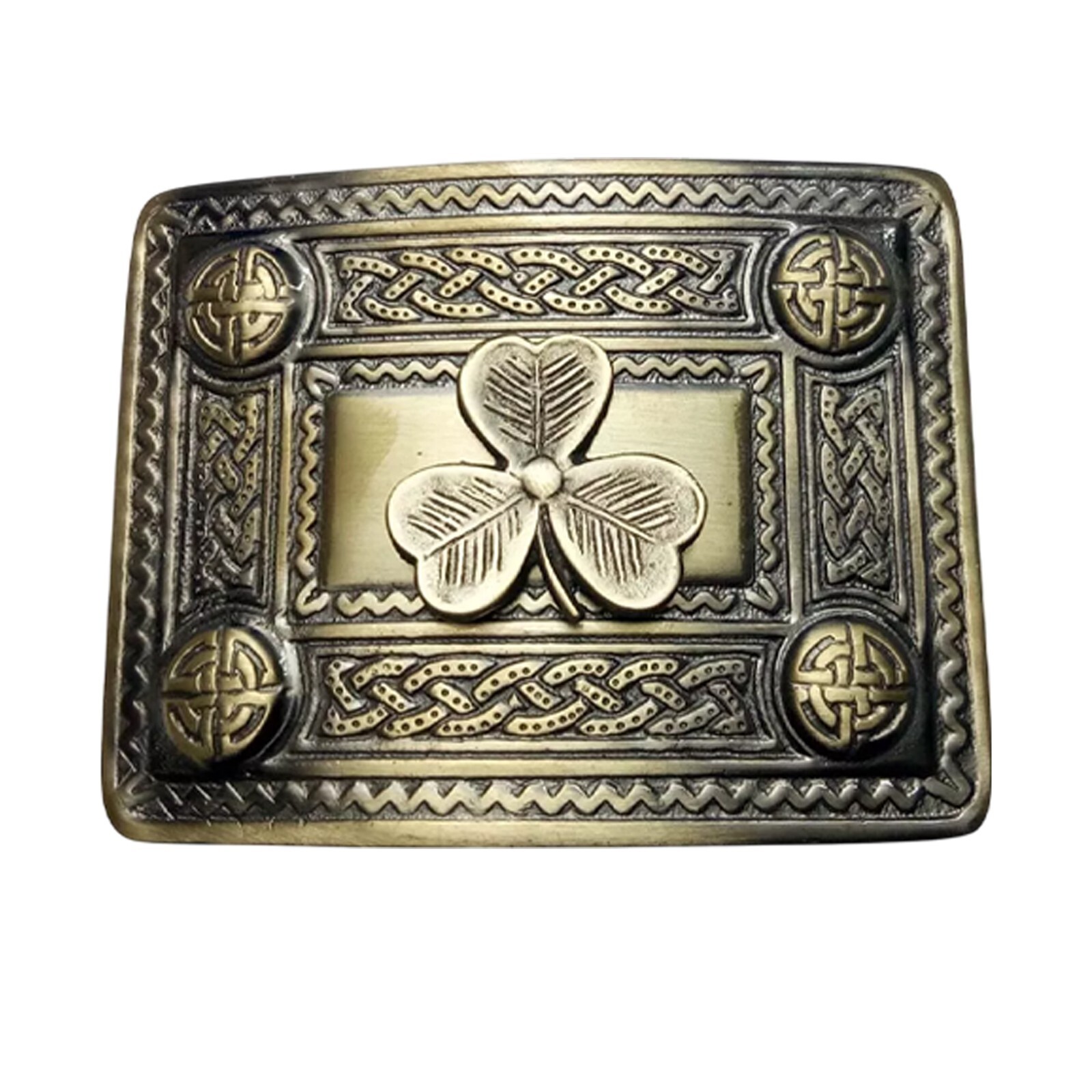 Scottish Antique Kilt Buckle – Shamrock Design | Celtic Heritage Belt Buckle