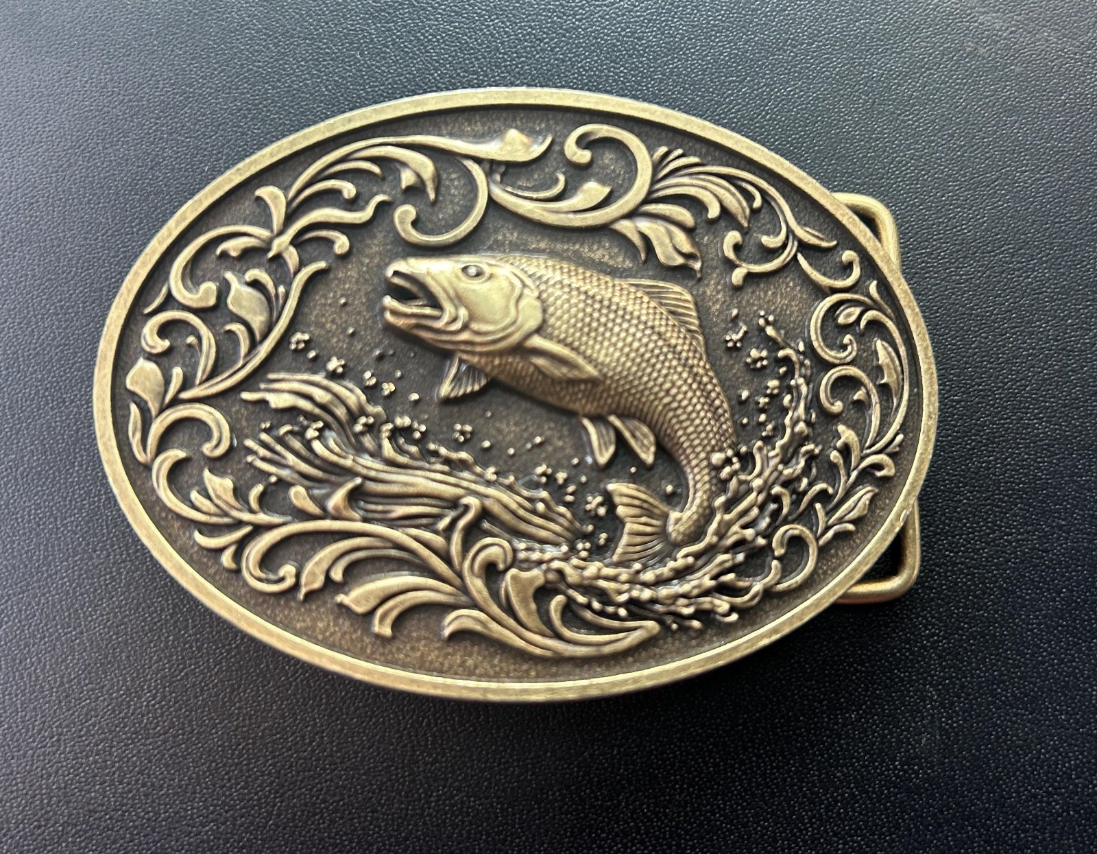 Western Fish Belt Buckle Angler Trout Salmon Silver Bronze Cowboy Style