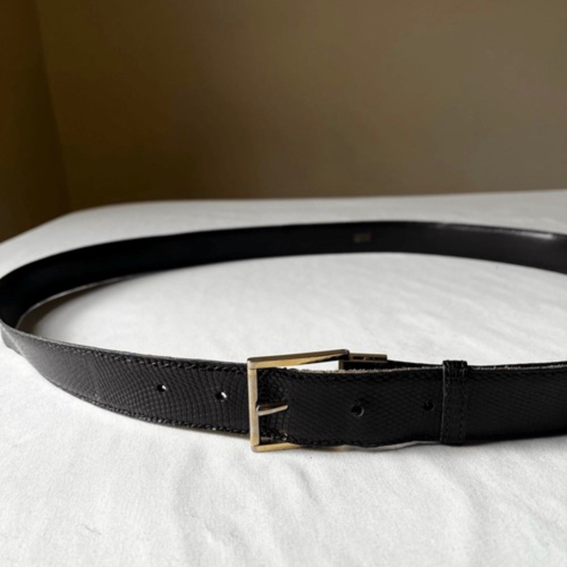 Vintage Barneys New York Lizard Skin Belt Gold Buckle Italy Mens Size L