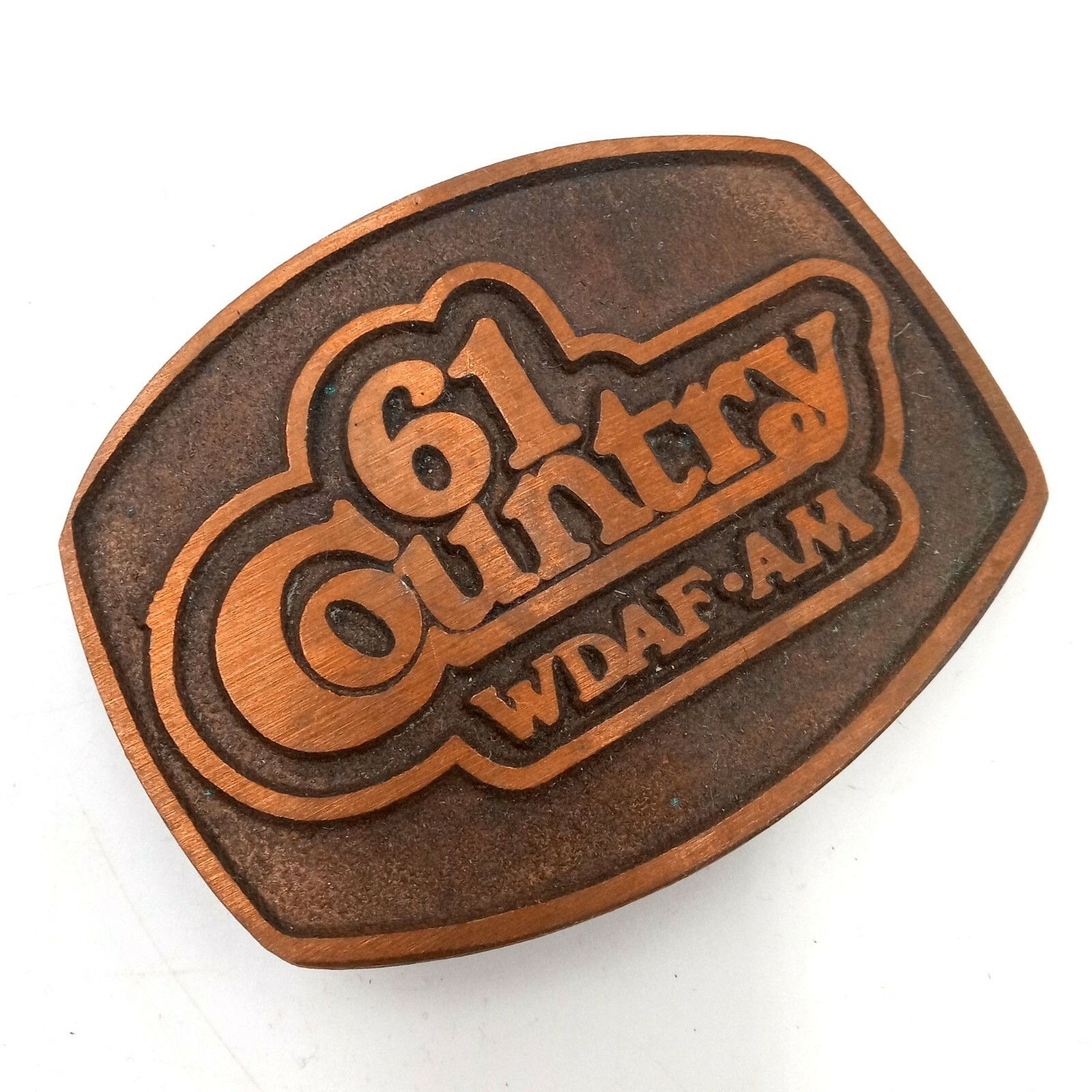 Radio Station Belt Buckle 61 Country WDAF AM Vintage Music Musician Western