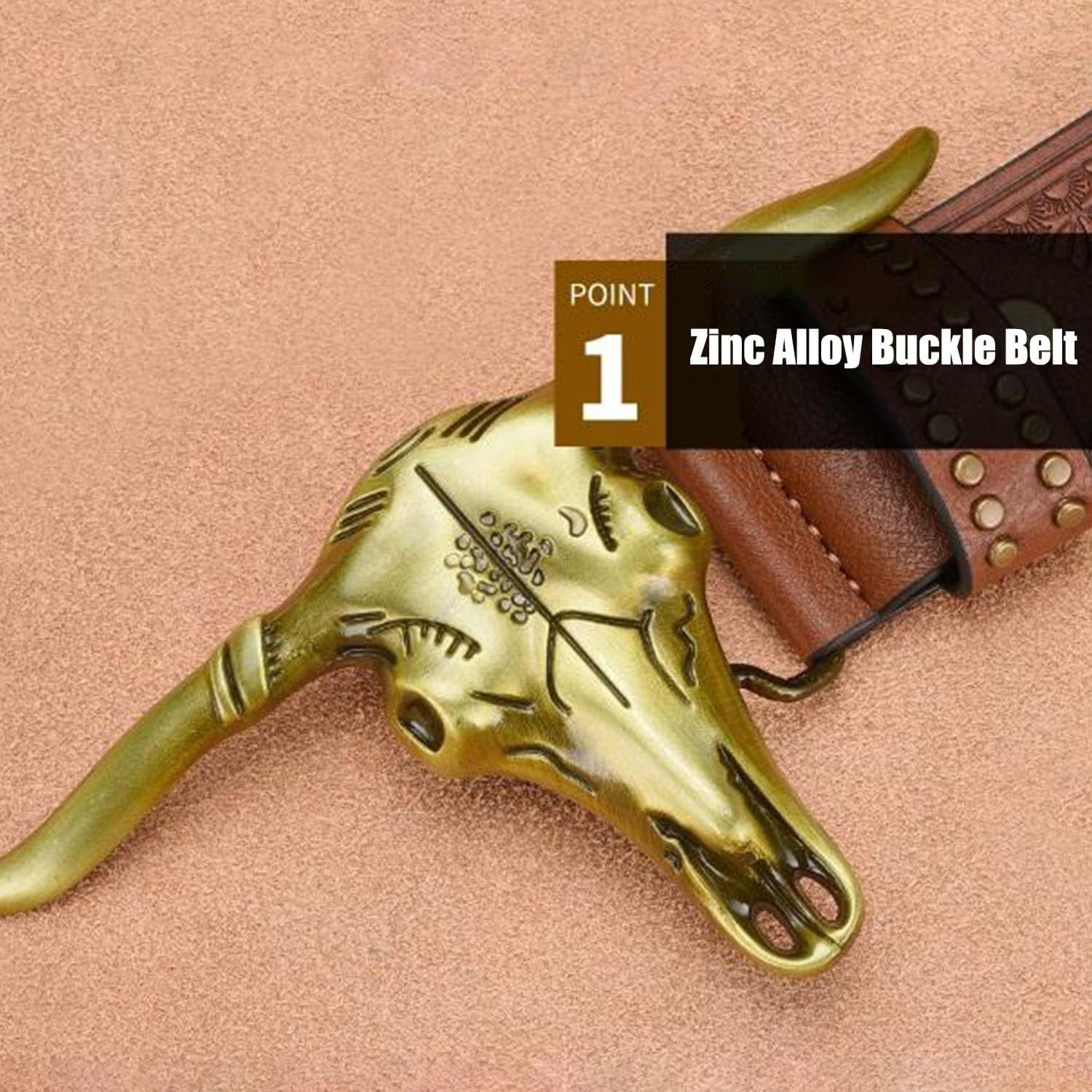 FAYZSOWSR Western Cowboy Belt Buckles for Men PU Leather 125cm/4.1ft, Coffee