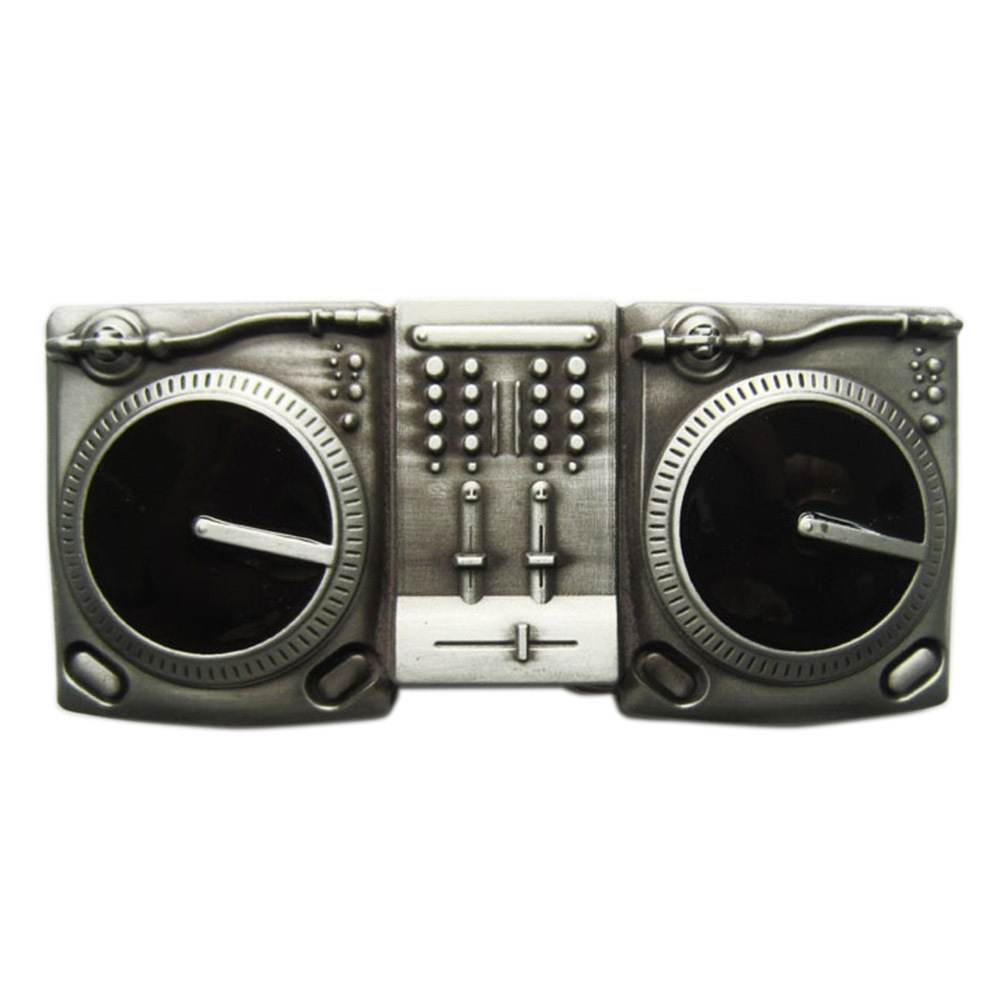 Antique Silver CD Turntables Enamel Music Belt Buckle also Stock in the US