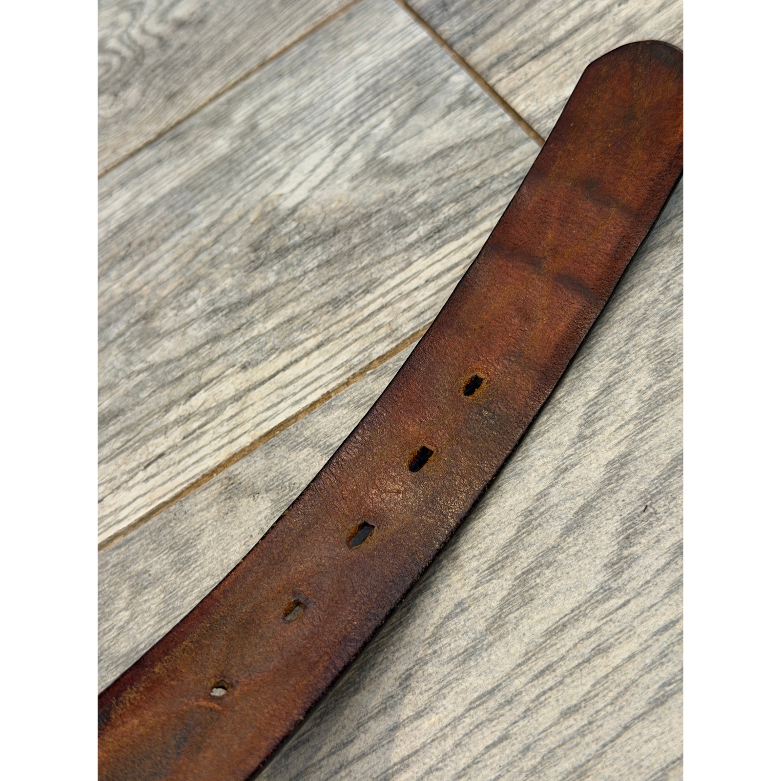 Tooled Leather Belt 32 Brown Stash Locket Buckle Western Hidden Pocket