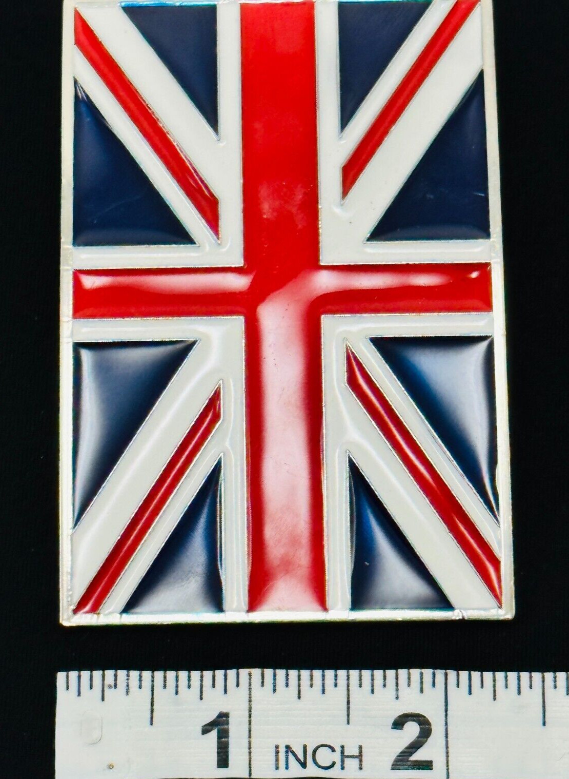 Belt Buckle Enamel Union Jack UK British Flag Silver Tone For 1 1/2 Inch Belt