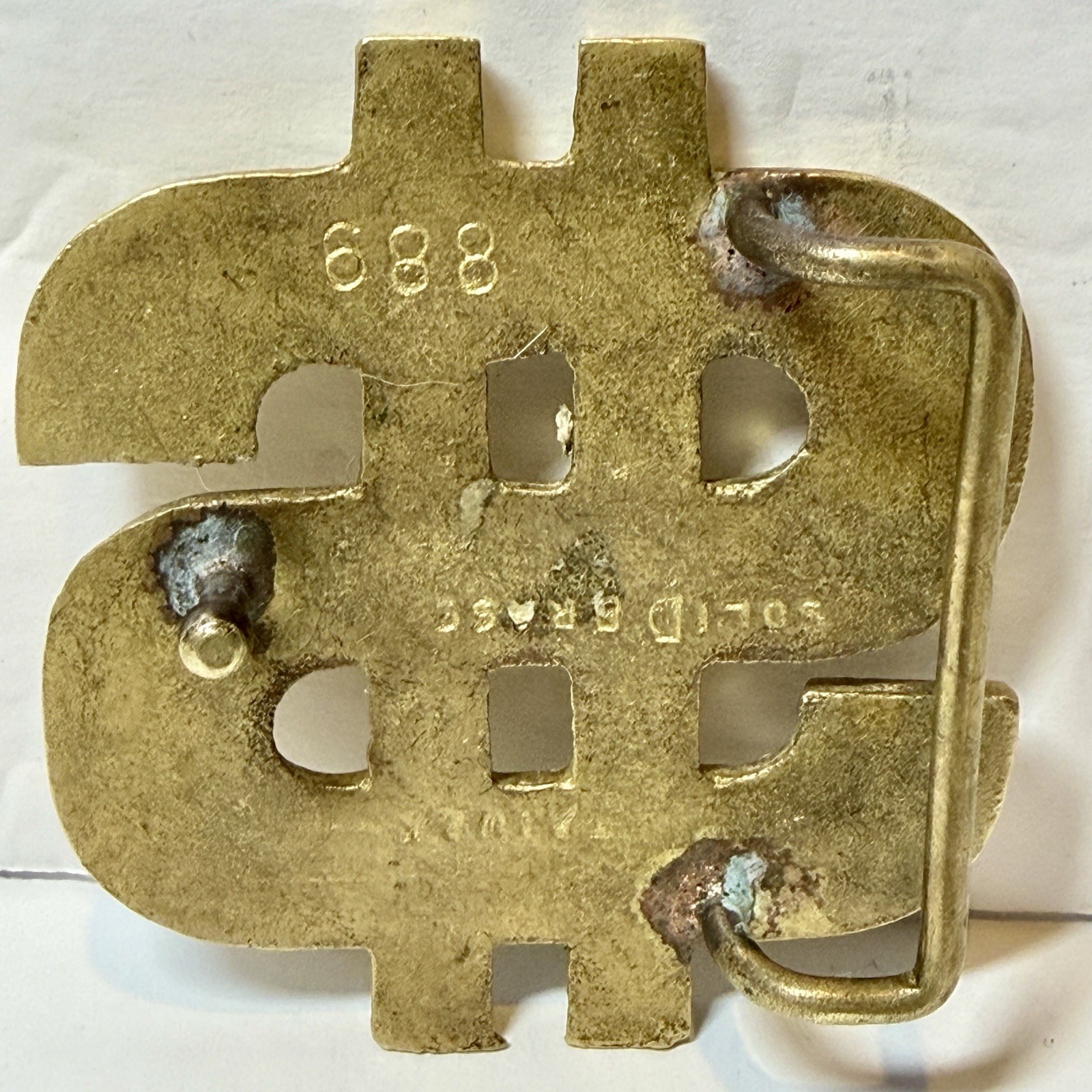 Vintage Solid Brass Dollar Sign Belt Buckle Money Symbol Financial Banker