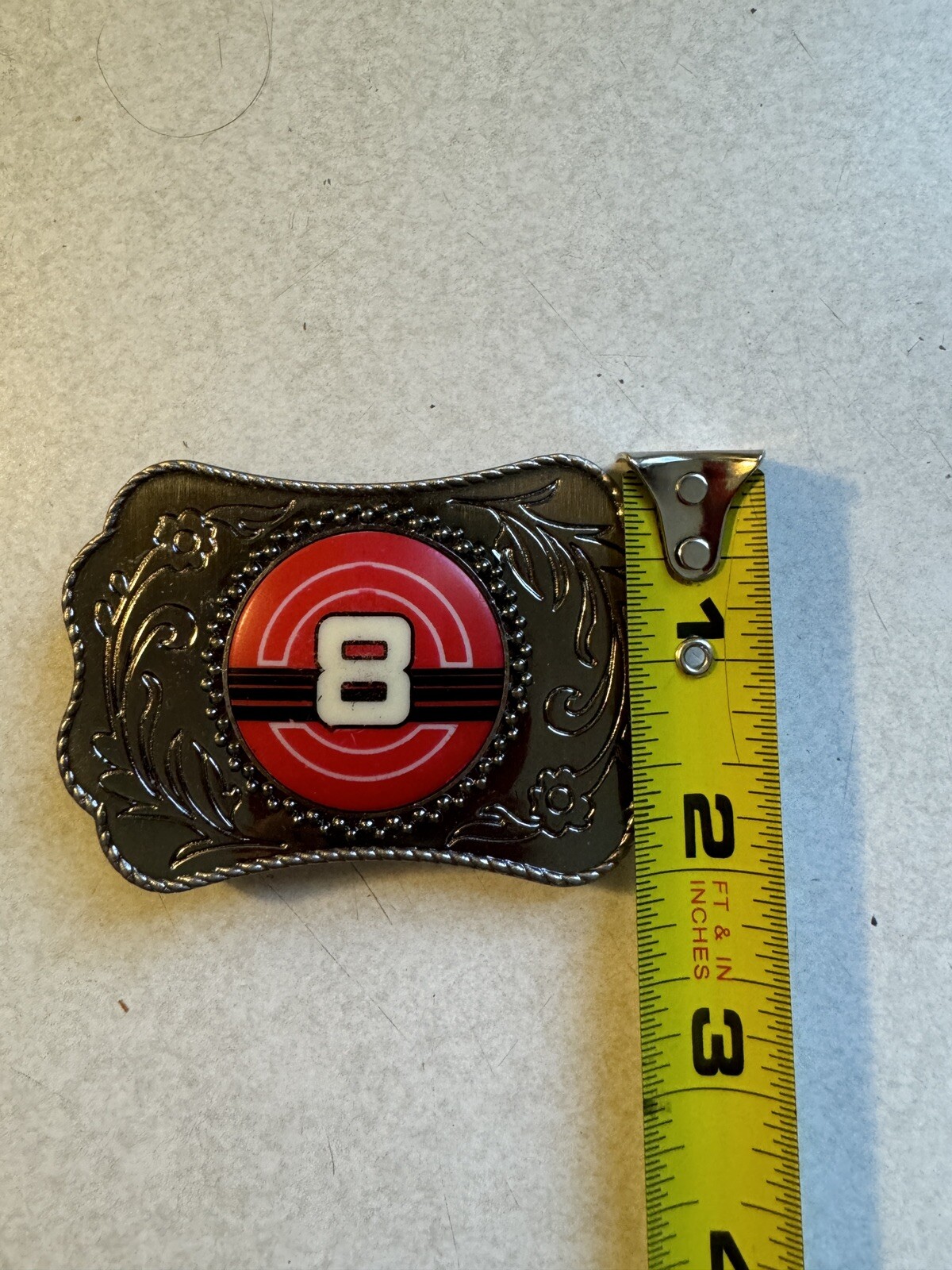Number 8 NASCAR Car Racing? Western Framed Centerpiece Belt Buckle