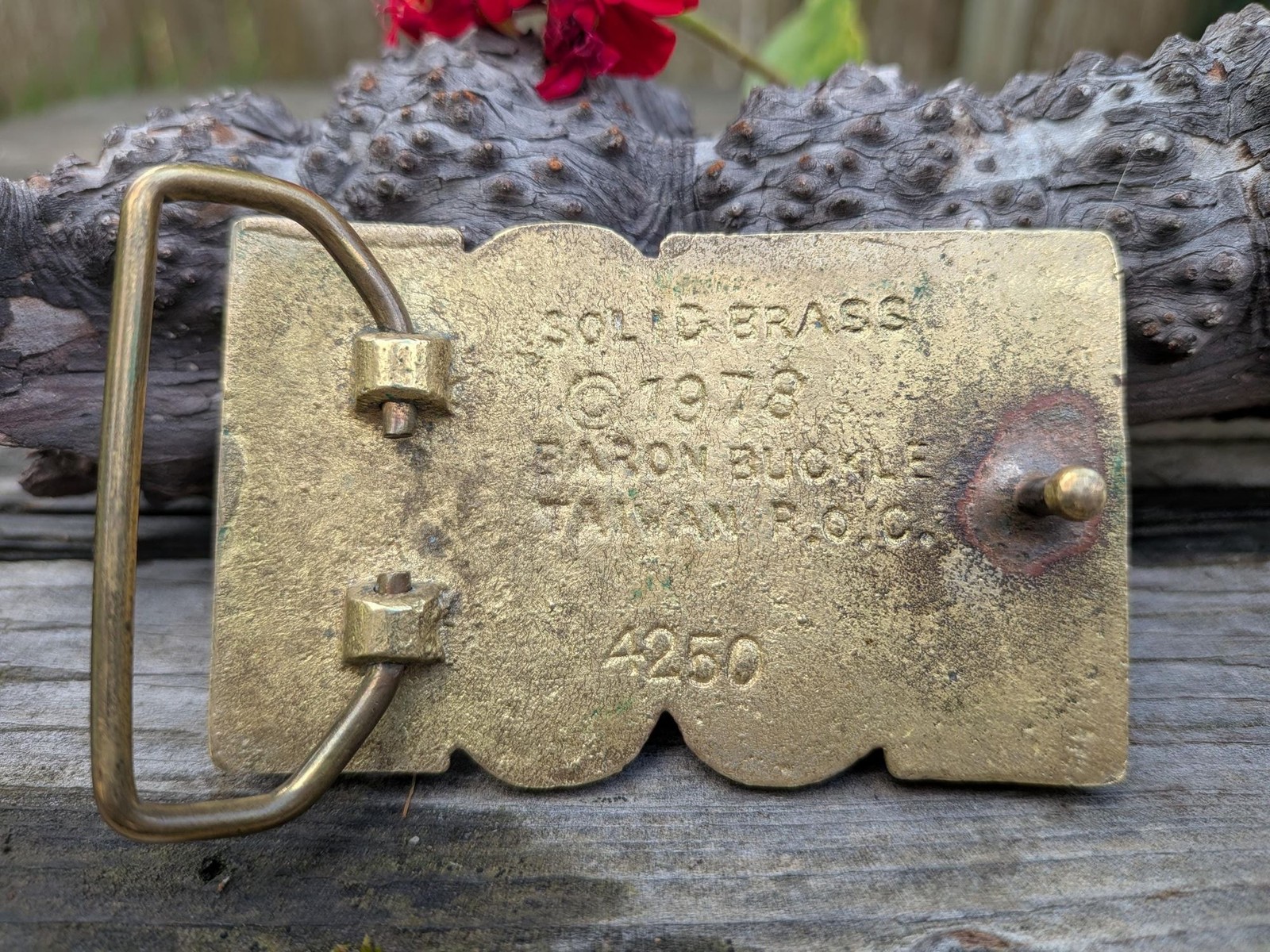 70s « HUGH » Brass Belt Buckle By Baron Buckles