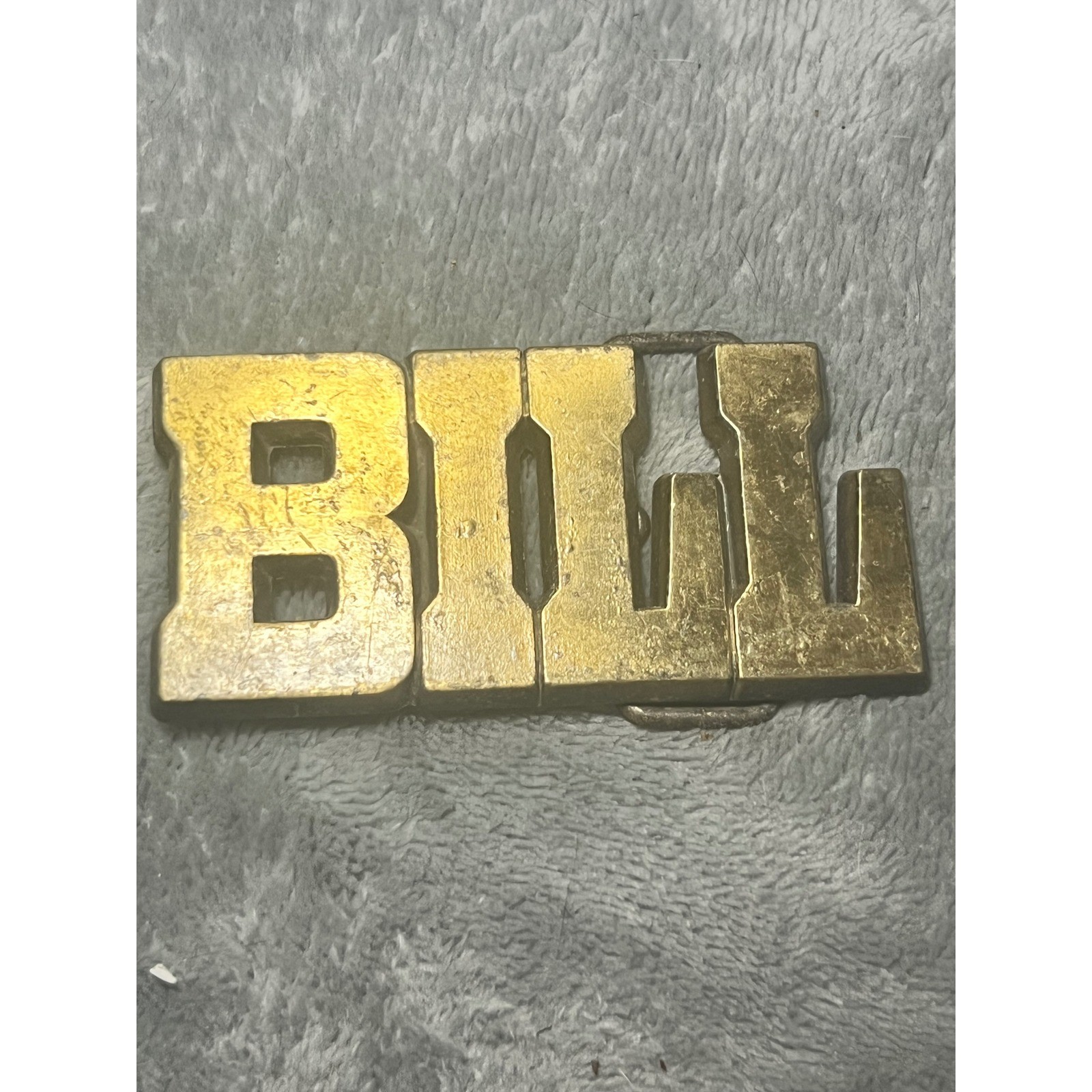 Vintage BILL Brass Tone Letter Belt Buckle ROYP Western Name Initial Retro