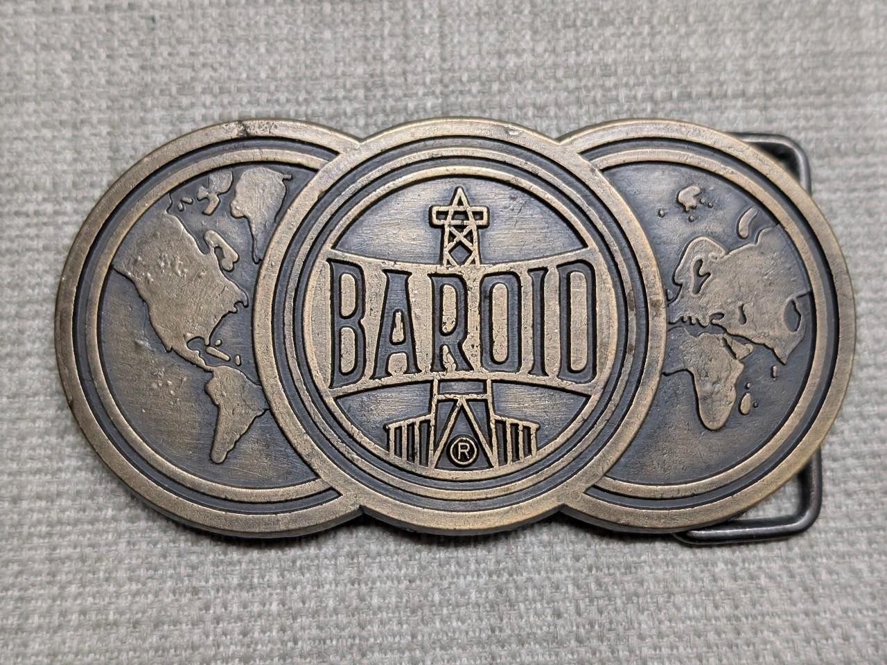 vintage 1970s belt buckle OIL oilwell BAROID western BRASS cowboy DRILLING