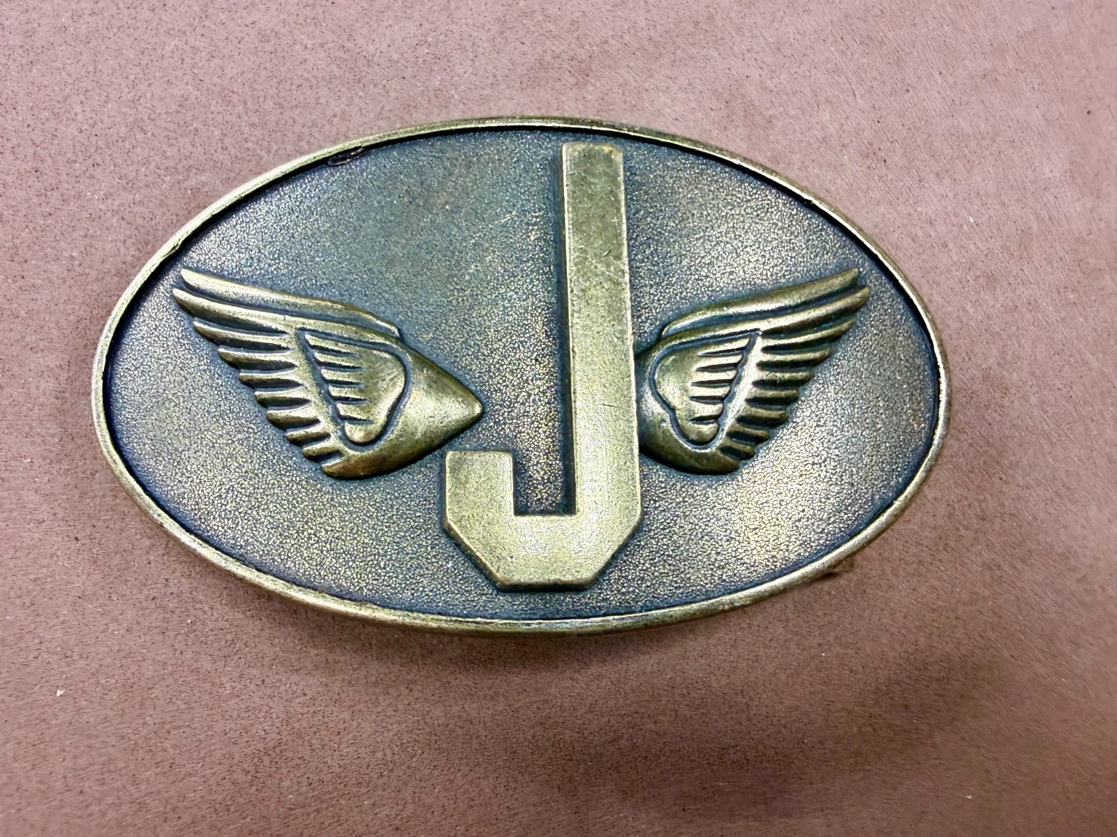 Monogram Flying Letter J Aviator Wings Taiwan Made Belt Buckle