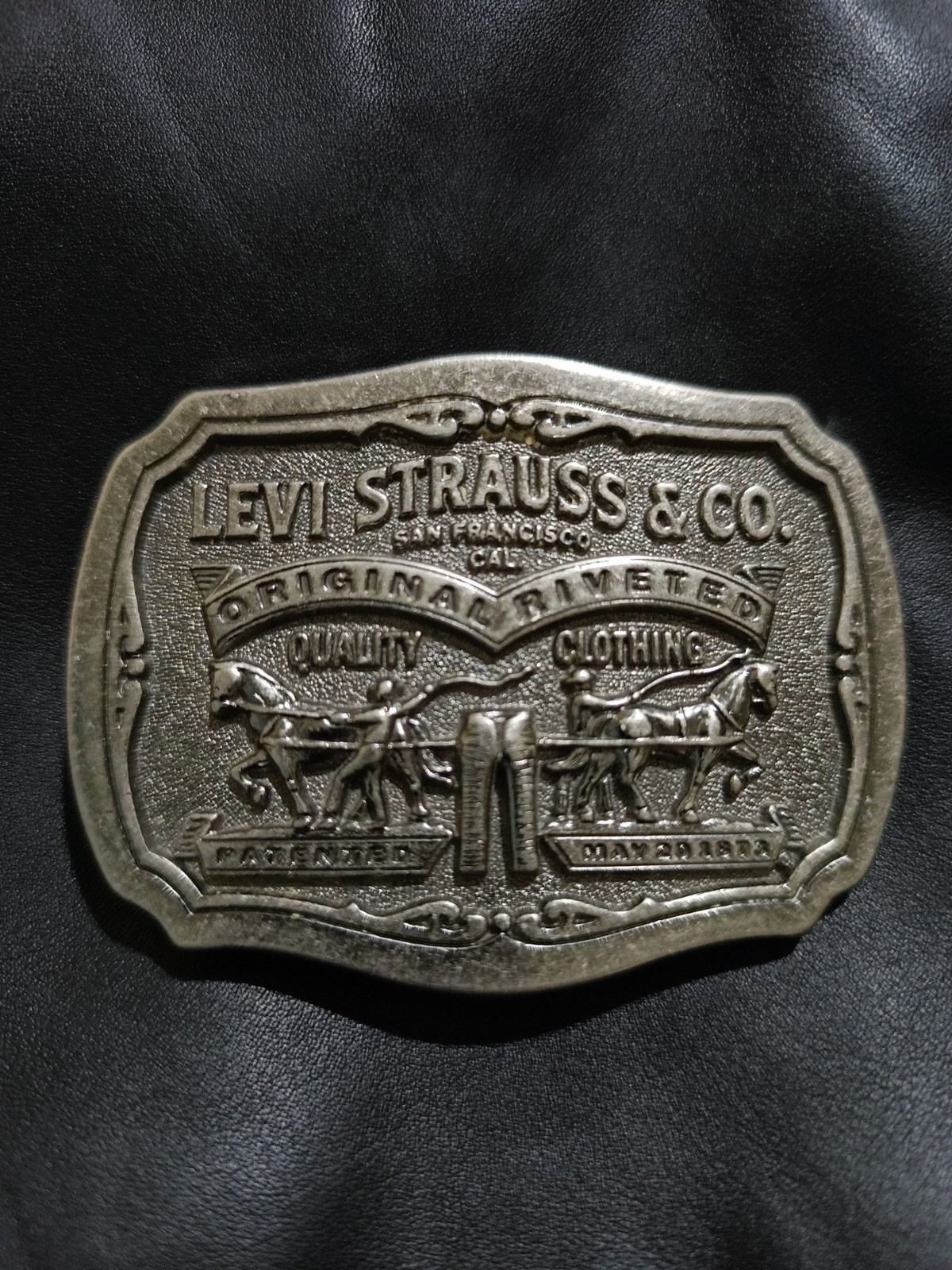 Vintage Levi Strauss & Co Original Riveted Belt Buckle NICE Two Horse Brand