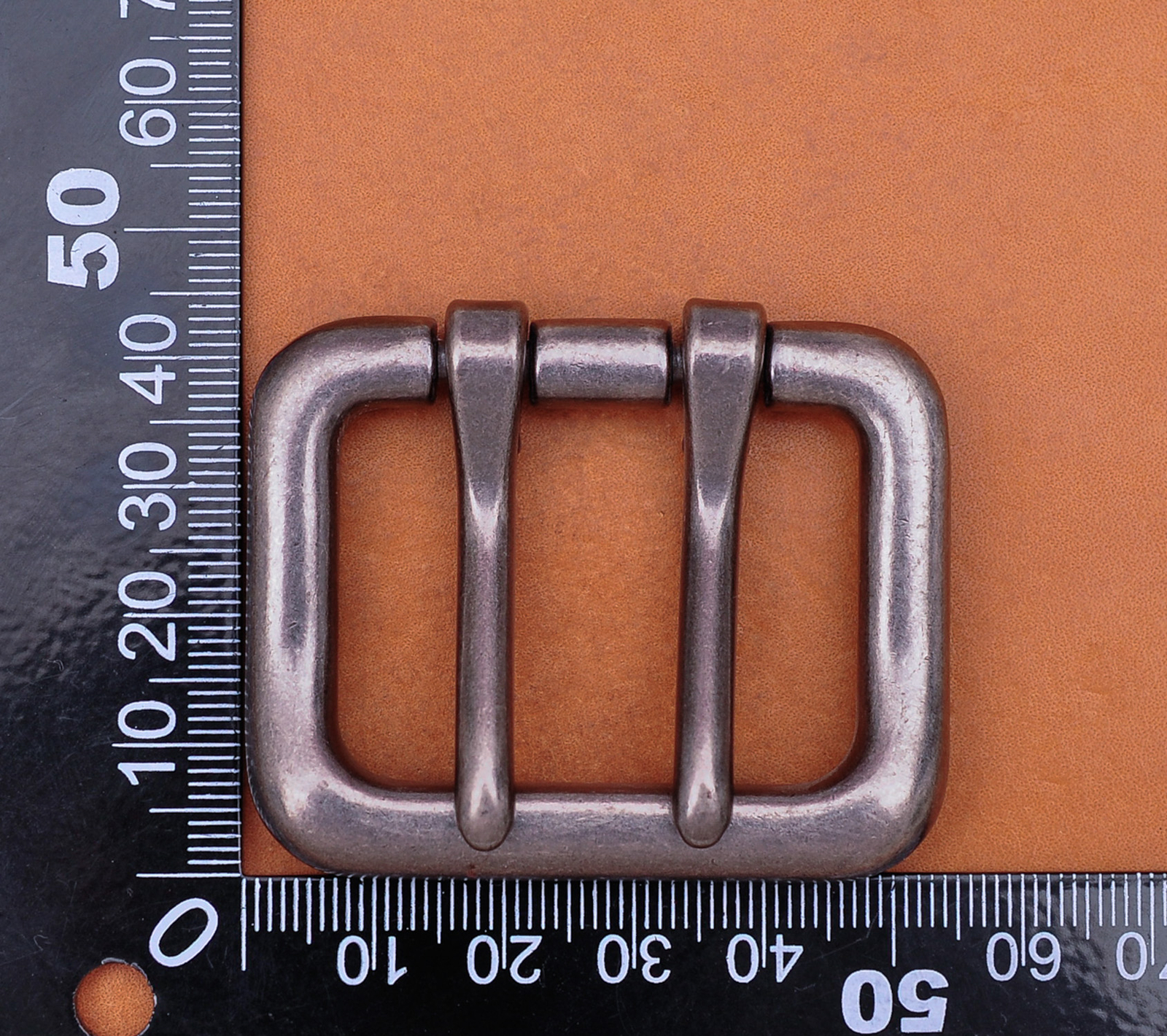 Men Heavy Duty Double Tongue Pin Prong Belt Buckle Fits 40MM Belt Strap Silver