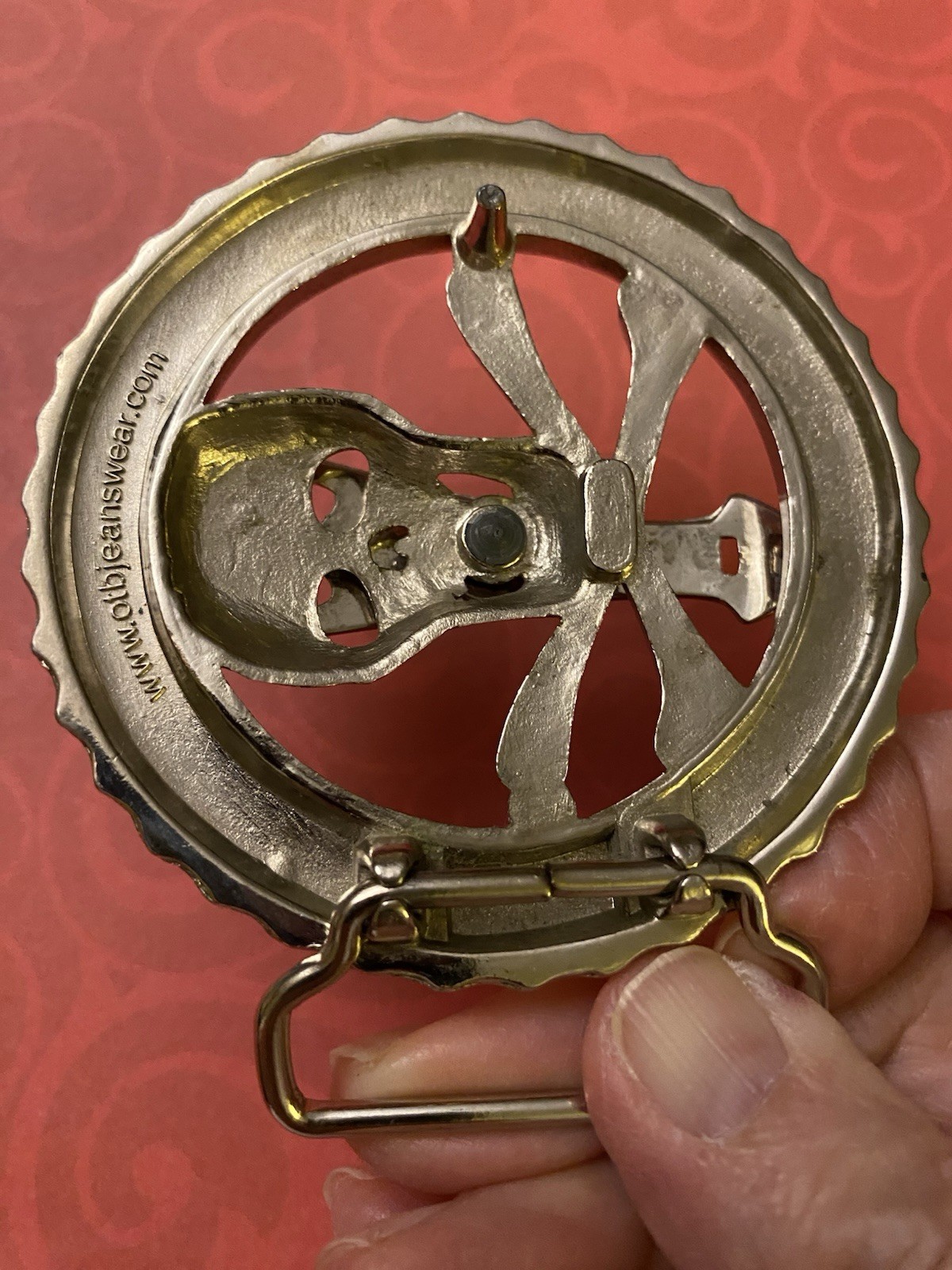 Vintage Skull & Crossbones Drinking Game with Spinner Belt Buckle