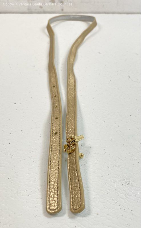 Tory Burch Reversible Logo Skinny Belt In Gold And Silver