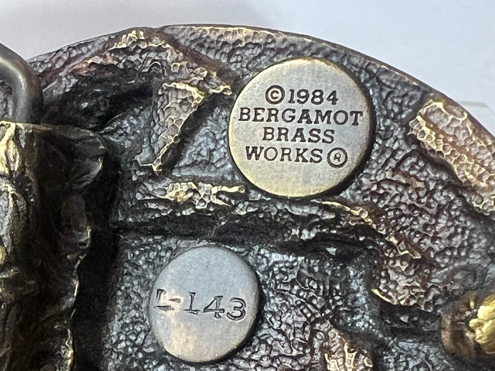 1984 Belt Buckle Bergamot Brass Works Train Steam Locomotive L-143 Rail Road
