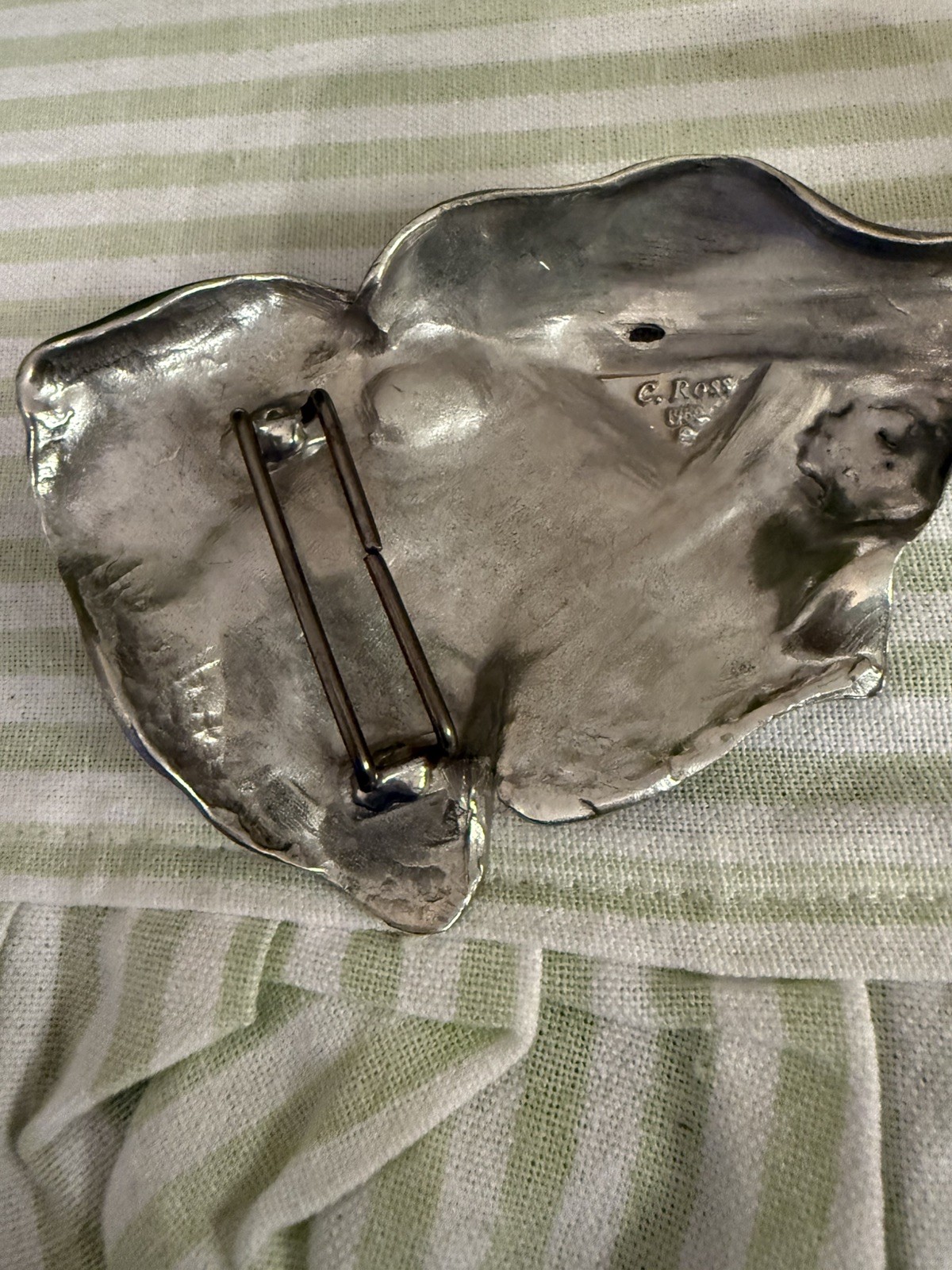 Christopher Ross 1980 Pewter Elephant Head Belt Buckle Silver Tone Animal Art