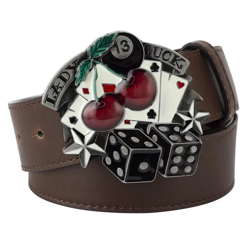 New Gambling Dice Belt Buckle 13 Point Lady Luck Woman Belt Buckle