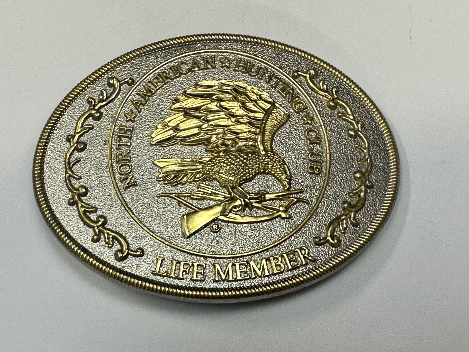North American Hunting Club Belt Buckle Of Life Member Eagle Rifle Emblem