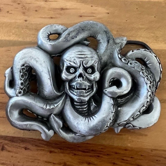 Zinc alloy Skull Tentacles Octopus Creature Unisex Belt Buckle.