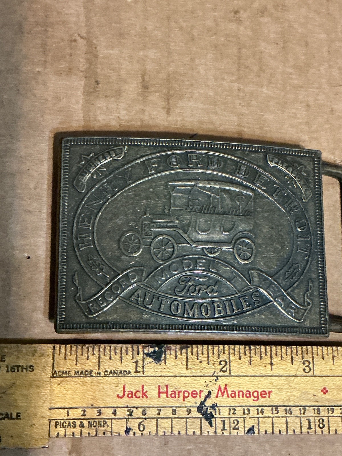 Used Metal Alloy Henry Ford Detroit Automobiles Record Model T Year Belt Buckle