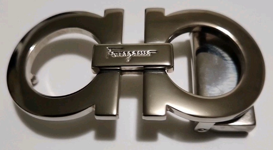 AUTH. SALVATORE FERRAGAMO SILVER GANCINI BELT BUCKLE FOR 1.3&Prime; WIDE BELT STRAP