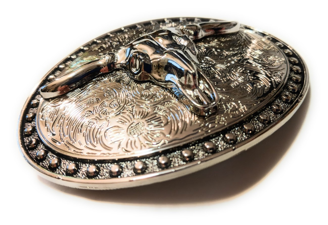 CHR7 WESTERN STEER Cowboy Rodeo Style ✖ Belt Buckle Buck ✖ Chrome/silver Bull US