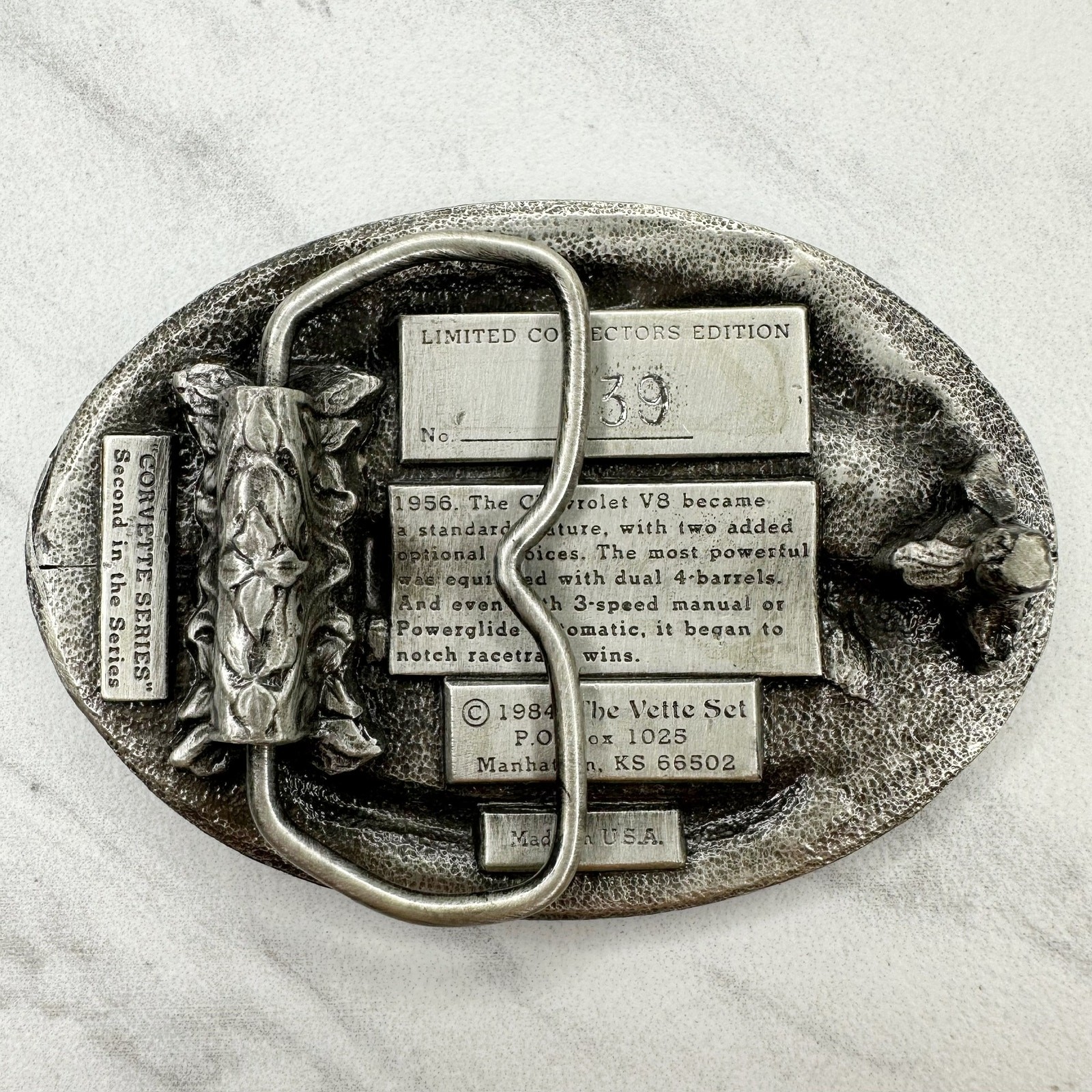Vintage 1984 Vette Set 1956 Corvette Collectors Belt Buckle Made USA