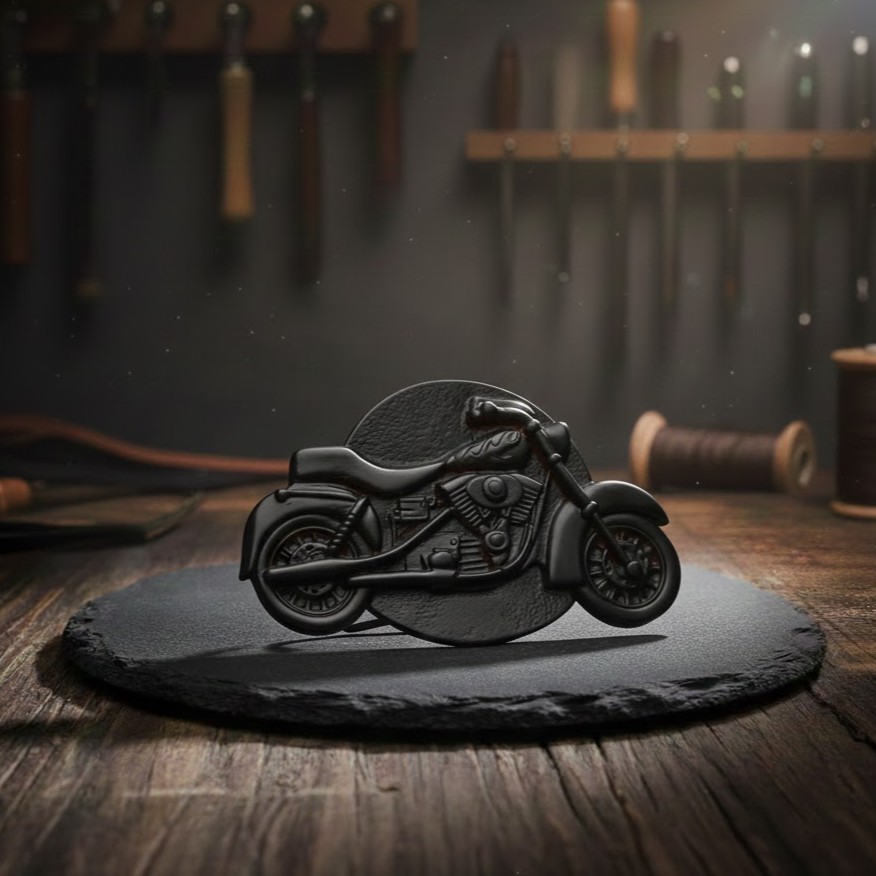 Motorcycle Belt Buckle Rose Gold Luxury Biker Accessory Elegant High Quality