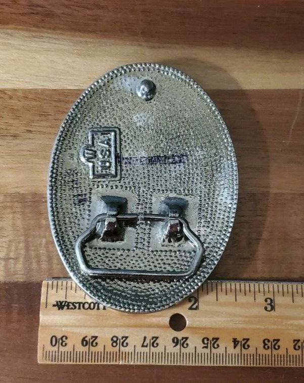 Belt Buckle Flying Eagle w/Fish W Mark Made In USA Oval 3 3/4&Prime; x 2 1/2  » VTG