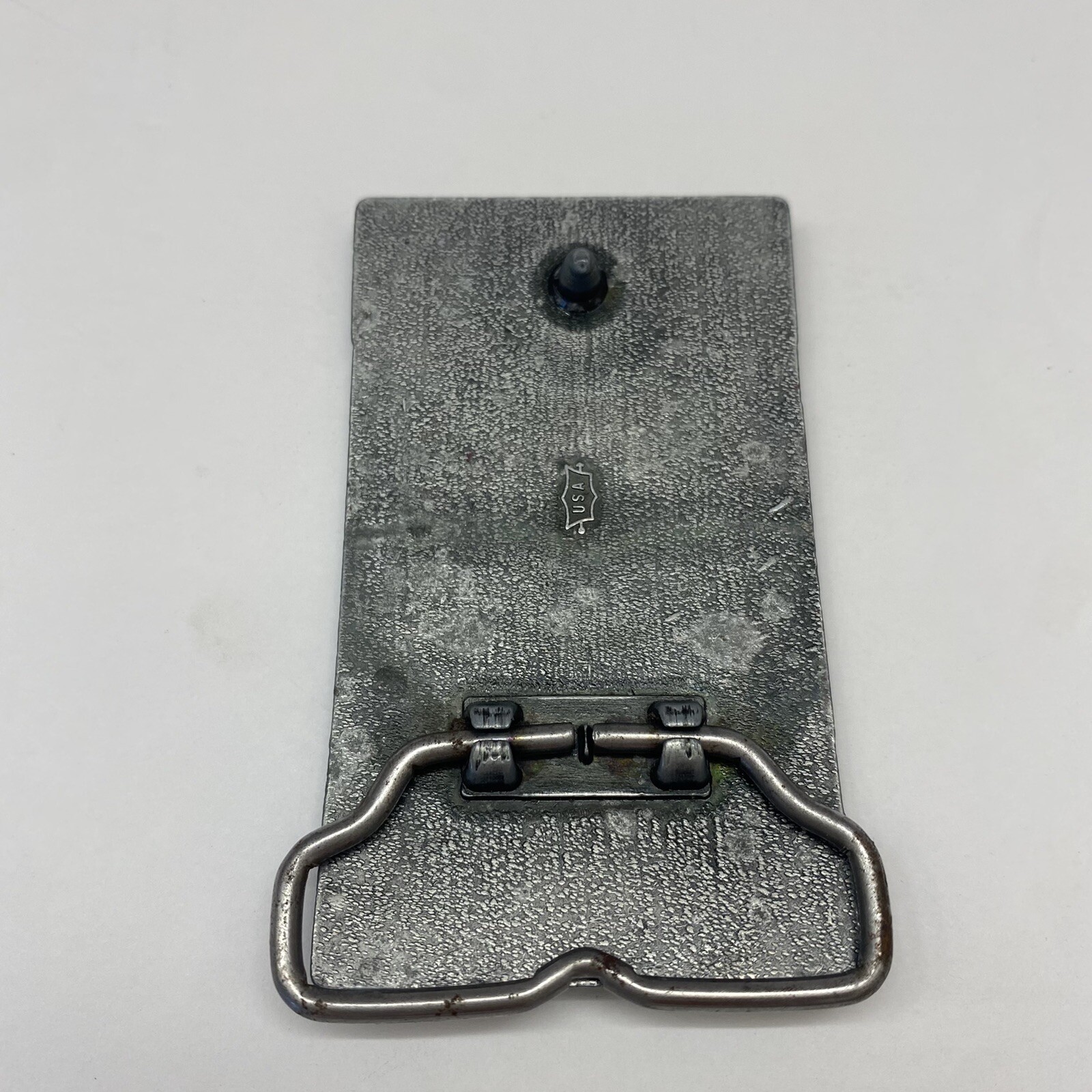 Excel Belt Buckle Metal Pewter tone Raised Lettering Made in USA Vintage