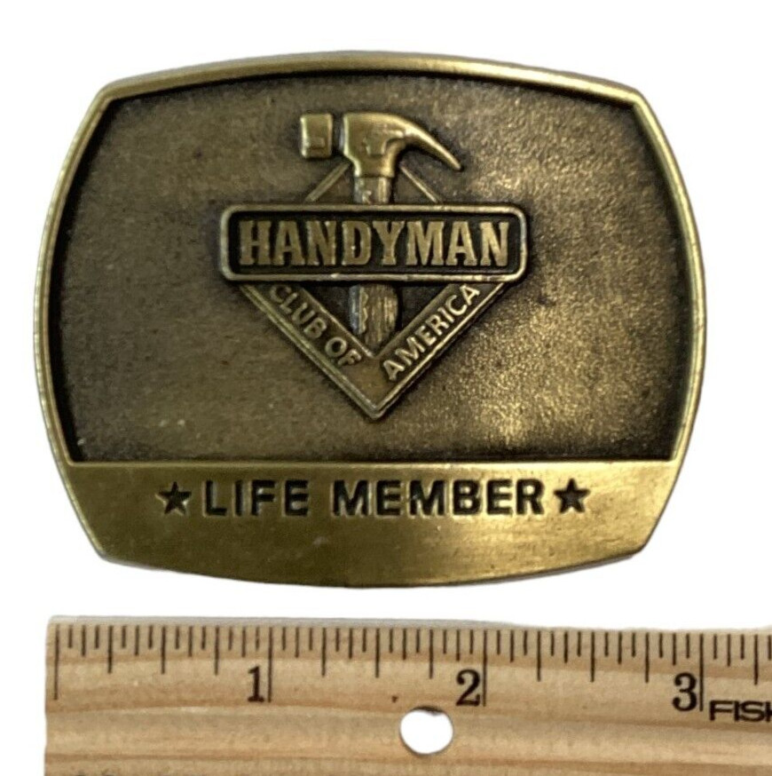 Handyman Club of America Life Member Vintage 1996 Solid Brass Belt Buckle
