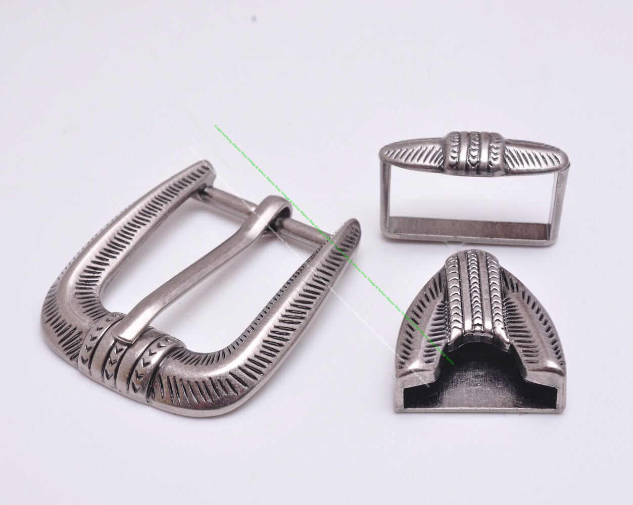 25mm Western Cowboy Rodeo DIY Leathercraft Belt Buckle Loop and Tip 3 Pcs Set