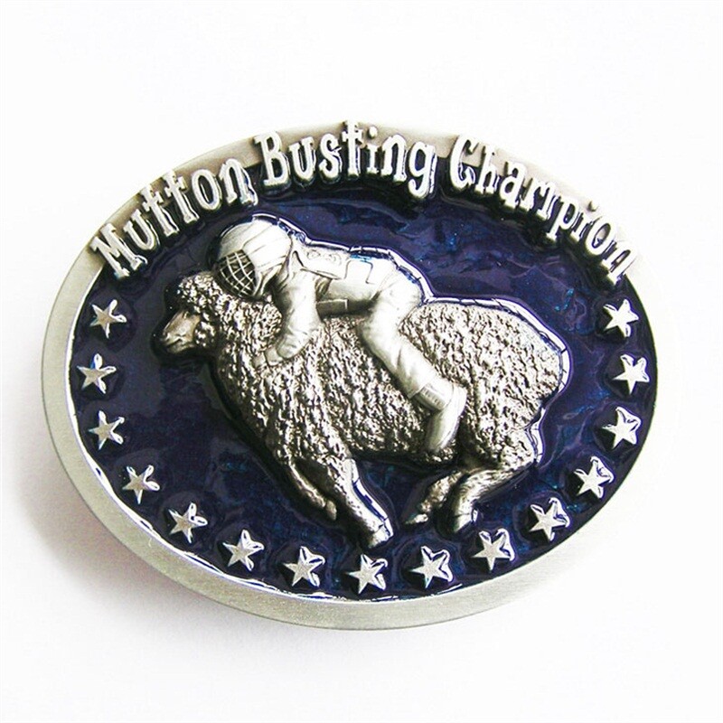 Vintage Blue Enamel Initial Mutton Busting Champion Belt Buckle also US Stock