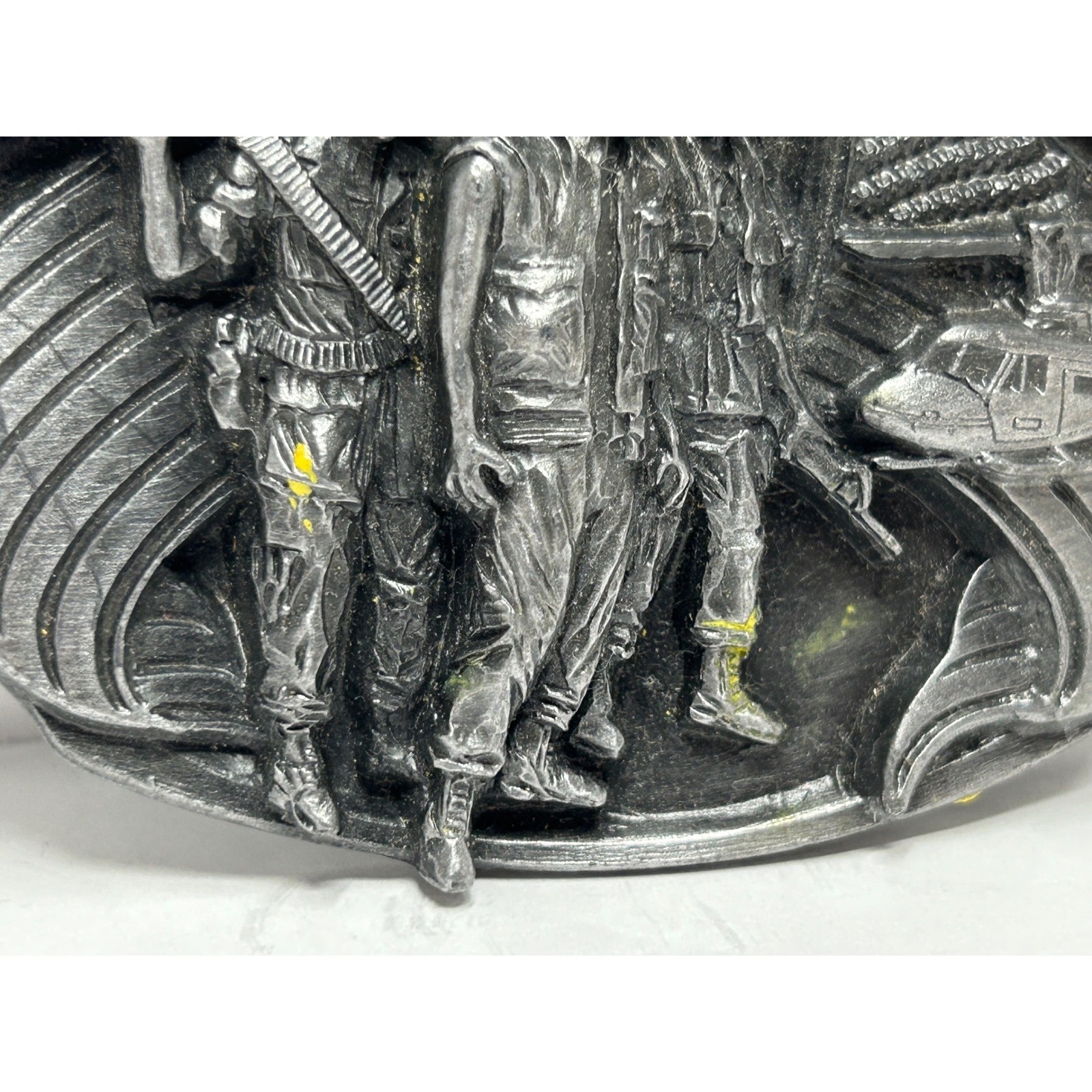 Vietnam Veteran Belt Buckle Eagle Soldiers Helicopter US Flag Made in USA