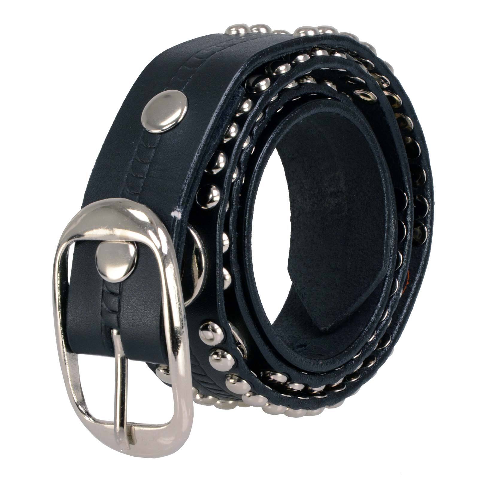 Milwaukee Leather MP7131 Mens Chrome Studded & Star Emblem Leather Belt w/Buckle